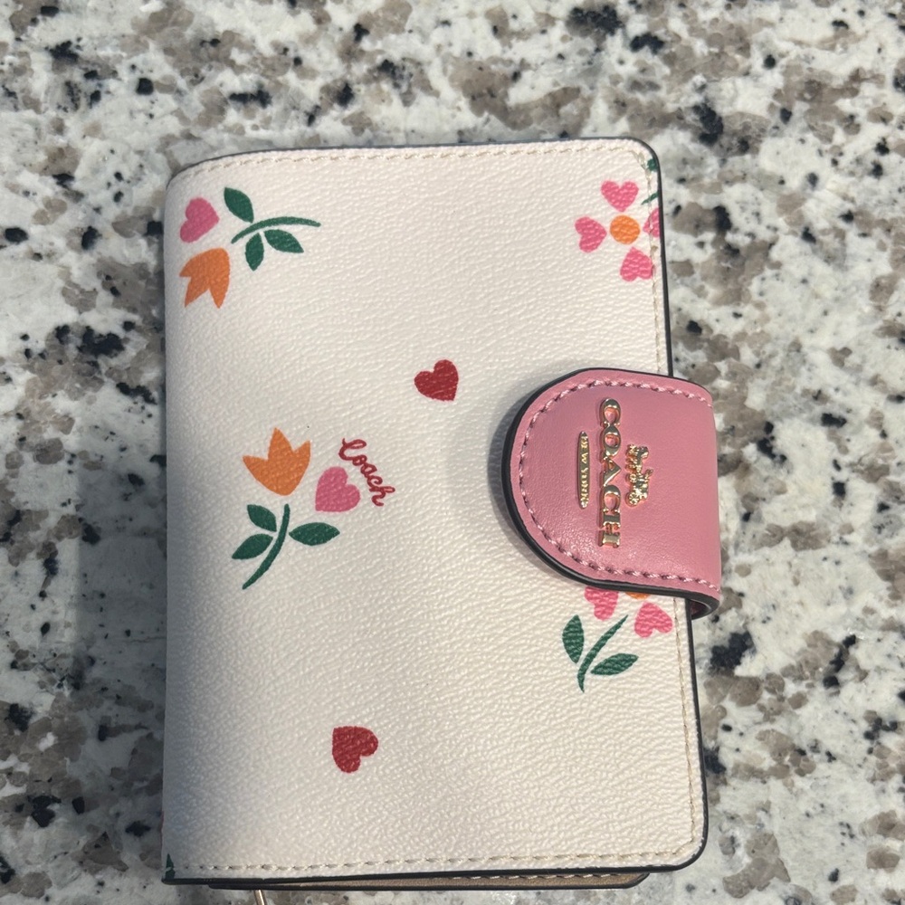 Coach Pink and Green Floral Wallet